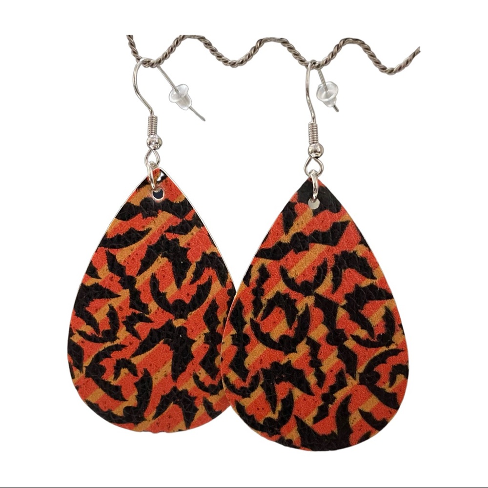 Flying Batty Leather Earrings
